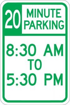 20 Minute Parking (Time Limit)- AR-158