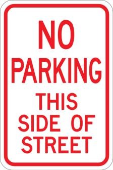 No Parking This Side Of Street- AR-211