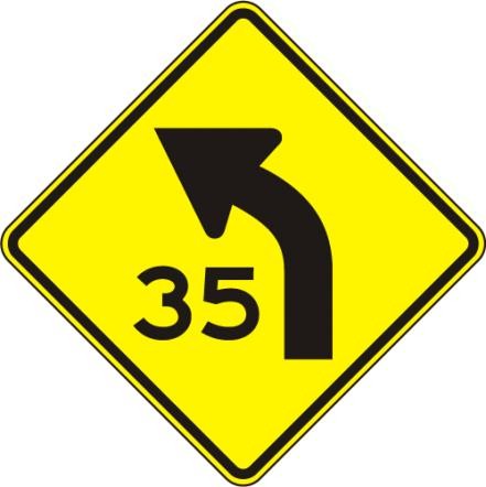 Curve Advisory Speed Left Sign- W1-2AL