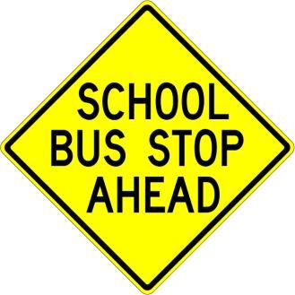 School Bus Turn Ahead Sign- S3-2