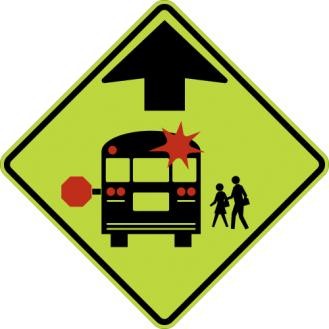 School Bus Stop Ahead Symbol Sign- S3-1b