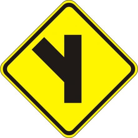 Side Road (Diagonal) Left Sign- W2-3L