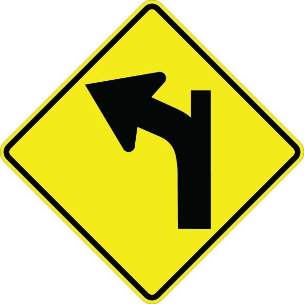 Curve Left With Side Road Sign - W1-10BL