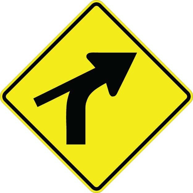 Curve Right With Side Road Sign - W1-10CR