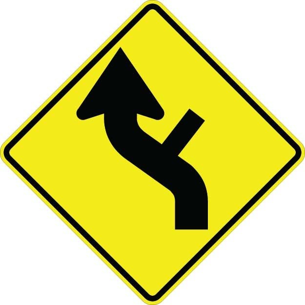 Curve Left With Side Road Sign - W1-10DL