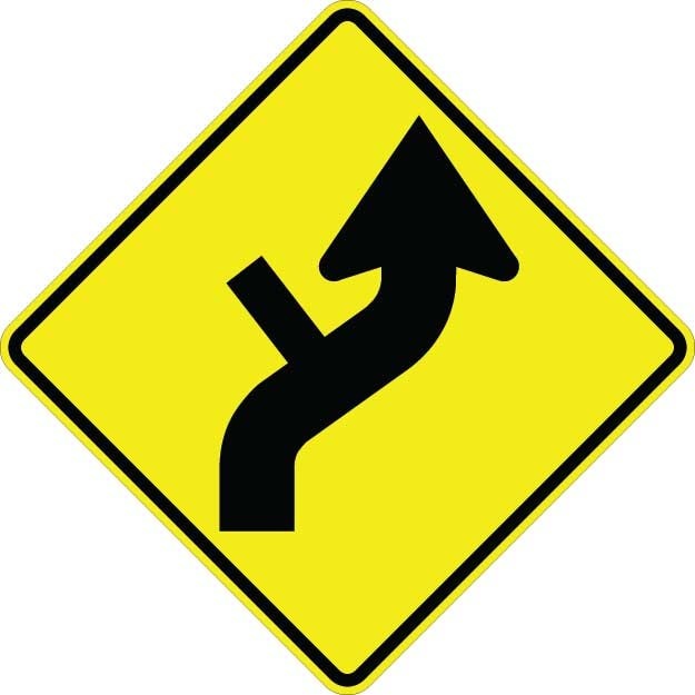 Curve Right With Side Road Sign - W1-10DR