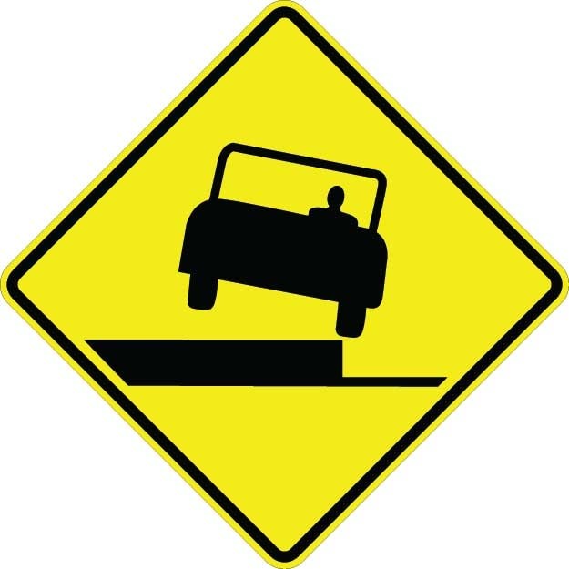 Shoulder Drop Off Symbol Sign- W8-17