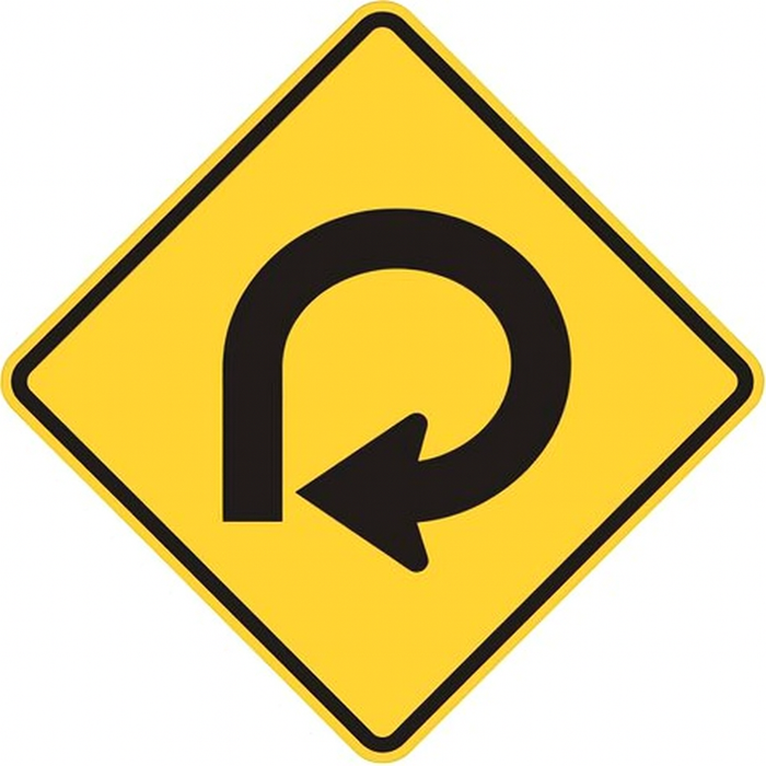 270 Degree Curve Sign- W1-15