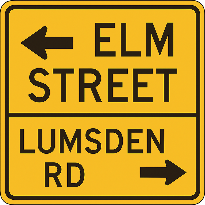 Advance St Name (2 Streets)- W16-8A