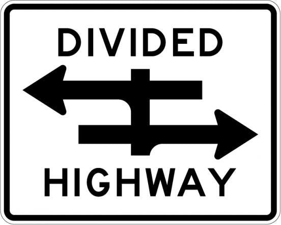 Divided Highway Crossing Sign- R6-3