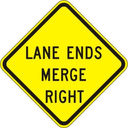 Lane Ends Merge Right Sign- W9-2R