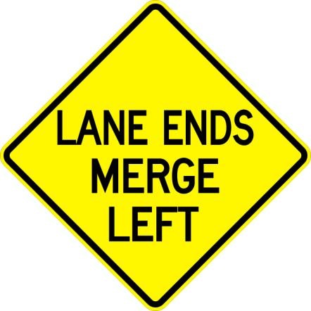 Lane Ends Merge Left Sign- W9-2L