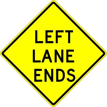 Left Lane Ends Sign- W9-1L
