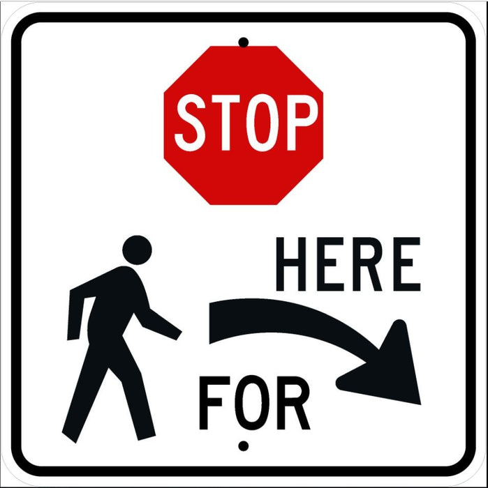 Stop Here For Pedestrians Right Sign- R1-5bR