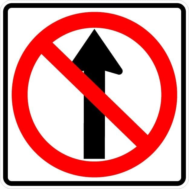 No Straight Through Sign- R3-27