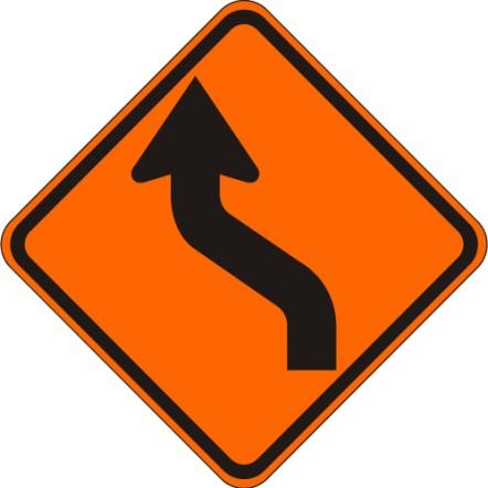 Reverse Curve Left Sign- W1-4L-O