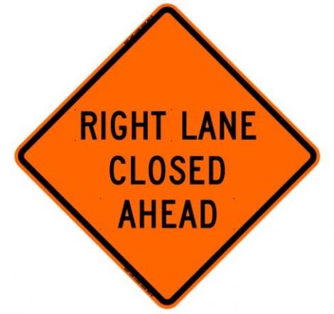 Right Lane Closed Ahead Roll-Up Construction Signs- W9-3R-RU