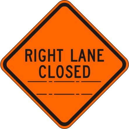 Right Lane Closed (Distance) Sign- W20-5 — Infrastructure Signs