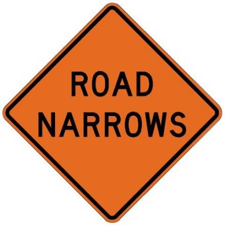 Road Narrows Roll-Up Construction Signs- W5-1-RU