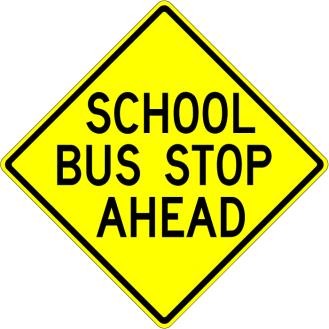 School Bus Turn Ahead Sign- S3-2