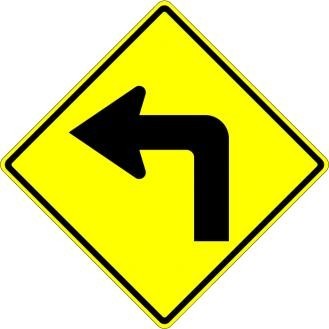 Turn Arrow Left Roll-Up Construction Signs- W1-1L-RU Left Turn Arrow Signs