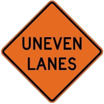 Uneven Lanes Roll-Up Construction Signs- W8-11-RU
