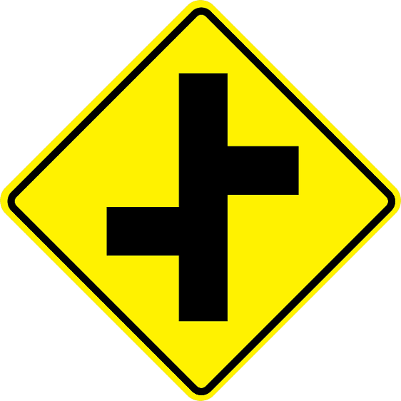 Offset Side Roads Left Sign- W2-7L