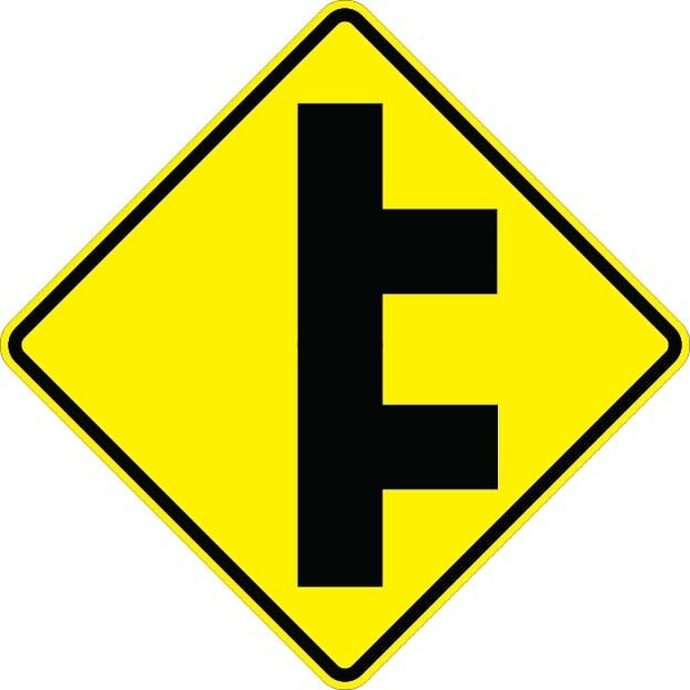 Side Roads From Right Sign- W2-8R