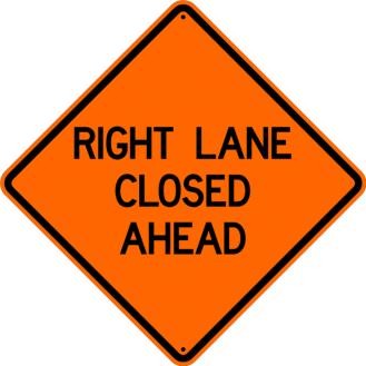 Right Lane Closed Ahead Sign- W9-3R